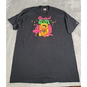 Vintage 90s Cleveland Rock & Roll Short Sleeve T Shirt Men's Size XL Black